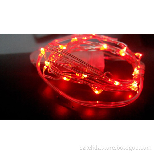 7ft 20 LEDS Red Starry Lights Fairy Lights silver LED Lights Strings AA Battery Powered Ultra Thin String Wire(20 Leds Red Batte